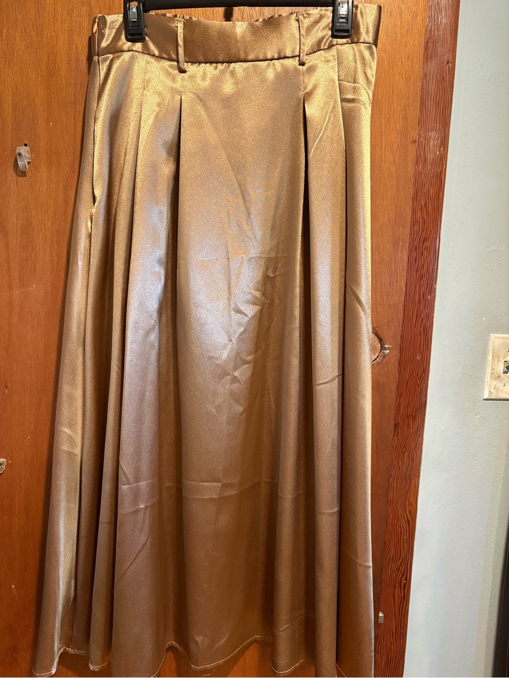 Gold A-Line Midi Skirt